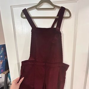 Red, corduroy overalls
